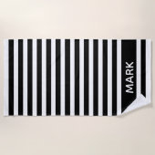 Zwart-witte Cabana Stripe, speciaal gepersonalisee Strandlaken (Voorkant)
