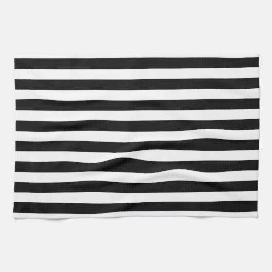Zwart-witte Cabana Stripe Theedoek (Horizontaal)