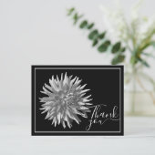Zwart/Witte Cactus Dahlia Zwart Achtergrond Bedank Briefkaart (Staand voorkant)
