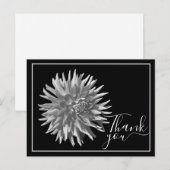 Zwart-witte cactus Dahlia Zwarte achtergrond Dank  Briefkaart (Voorkant / Achterkant)