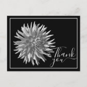 Zwart-witte cactus Dahlia Zwarte achtergrond Dank  Briefkaart (Voorkant)