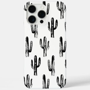 Zwart-witte cactus. Matig botanisch patroon iPhone 16 Pro Max Hoesje