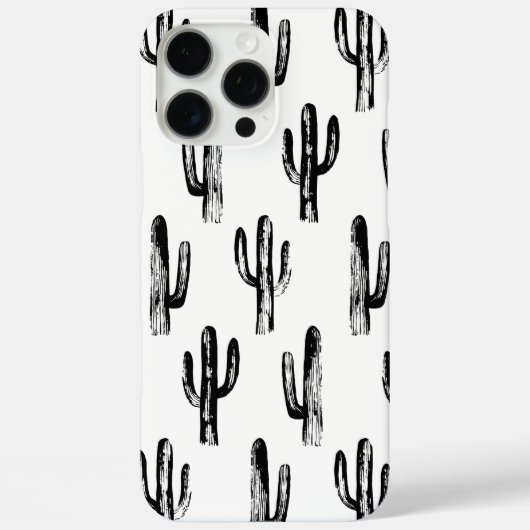 Zwart-witte cactus. Matig botanisch patroon Case-Mate iPhone Case (Achterkant)