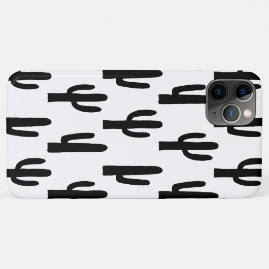 Zwart-witte cactus. Modern cacti patroon Case-Mate iPhone Case (Achterkant (horizontaal))