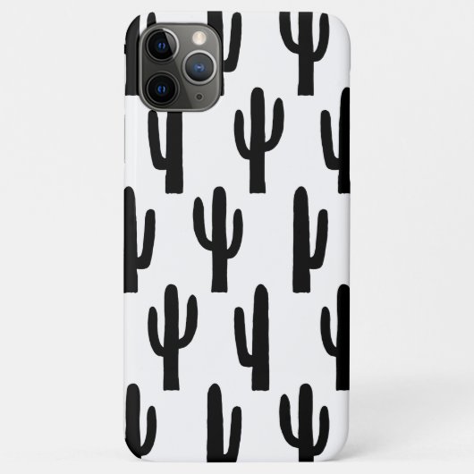 Zwart-witte cactus. Modern cacti patroon Case-Mate iPhone Case (Achterkant)