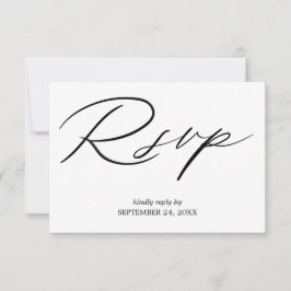 Zwart & Witte Calligrafie 2 met Eet RSVP Kaart