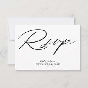 Zwart & Witte Calligrafie 2 met Eet RSVP Kaart