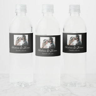 Zwart & Witte Calligrafie Foto Mousserende Wijn Wo Waterfles Etiket