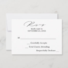 Zwart & Witte Calligrafie geen maaltijd RSVP-kaart RSVP Kaartje