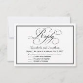 Zwart & Witte Calligrafie Script Bruiloft Reactie Kaart (Voorkant)