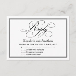 Zwart & Witte Calligrafie Script Huwelijksreactie Kaart