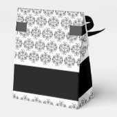 Zwart & Witte Calligrafie Vintage Damast Bruiloft Bedankdoosjes (Achterkant)