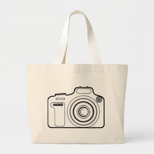 Zwart-witte camera grote tote bag (Voorkant)