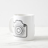 Zwart-witte camera koffiemok (Voorkant links)