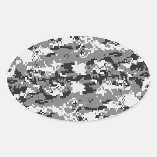 Zwart-witte Camouflage Ovale Sticker (Voorkant)