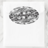 Zwart-witte Camouflage Ovale Sticker (Tas)