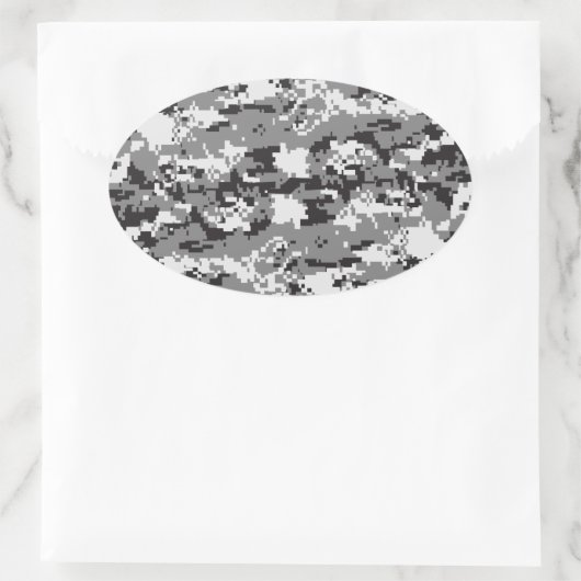Zwart-witte Camouflage Ovale Sticker (Tas)