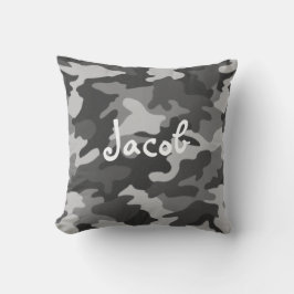 Zwart-witte Camouflage Pillow met monogram Kussen