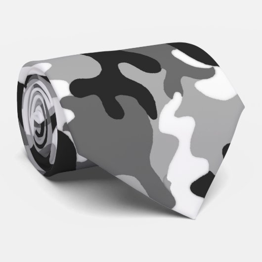 Zwart-witte Camouflage Stropdas (Opgerold)