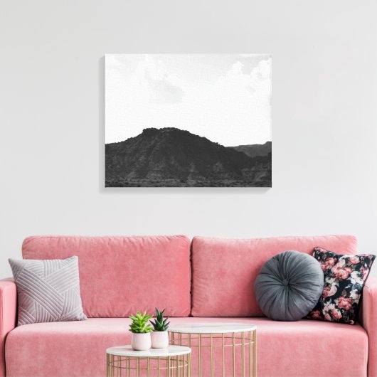 Zwart-witte Caprock Canyon Mountain 16 x 20 Canvas Afdruk (Insitu (Woonkamer))