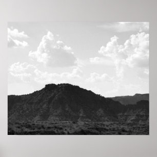 Zwart-witte Caprock Canyon Mountain 16 x 20 Poster