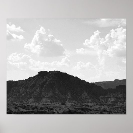 Zwart-witte Caprock Canyon Mountain 16 x 20 Poster (Voorkant)