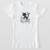 Zwart-witte Cartoon Kat T-shirt