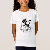 Zwart-witte Cartoon Kat T-shirt
