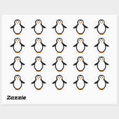 Zwart-witte Cartoon Pinguïn Ronde Sticker (Vel)