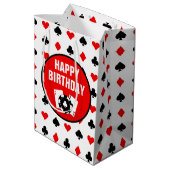 Zwart-witte casino-chips en -kaarten medium cadeauzakje (Achterkant Gekanteld)
