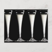 Zwart-witte champagne-glasblaasjes briefkaart (Voorkant)