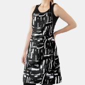 Zwart-witte chef-kok of slager messen patroon schort (Insitu)