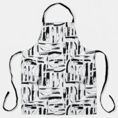 Zwart-witte chef-kok of slager messen patroon schort (Voorkant)