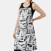 Zwart-witte chef-kok of slager messen patroon schort (Insitu)