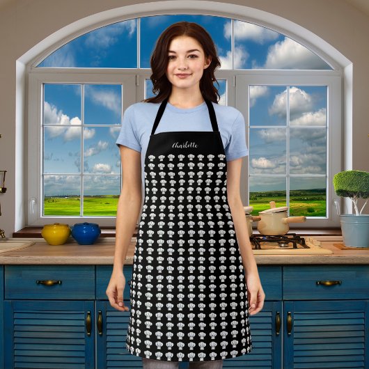 Zwart witte chef-kok petten patroonnaam schort