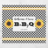 Zwart | Witte cheques Baby Q BBQ Shower Bier Etiket (Enkel label)