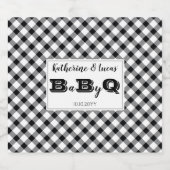 Zwart | Witte cheques Baby Q BBQ Shower Bier Etiket (Enkel label)