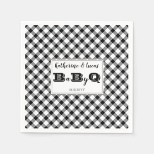 Zwart   Witte cheques Baby Q BBQ Shower Napkins Servet
