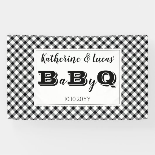 Zwart | Witte cheques Baby Q BBQ Shower Spandoek (Horizontaal)