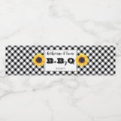 Zwart | Witte cheques Baby Q BBQ Shower Waterfles Etiket (Enkel label)