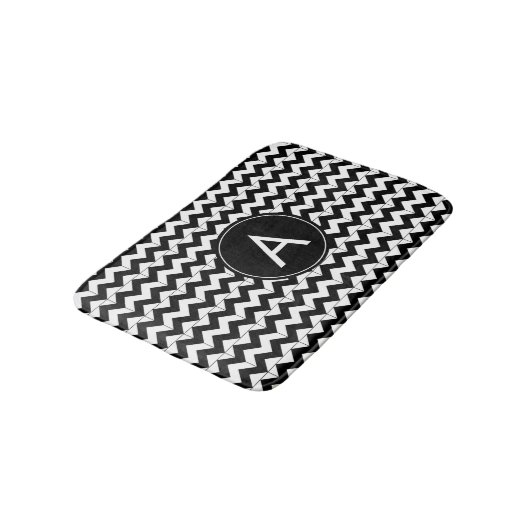 Zwart Witte Chevron Beginletter A Badmat (Gekanteld)