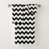 Zwart-witte Chevron Chic Bad Handdoek (Insitu)