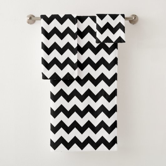 Zwart-witte Chevron Chic Bad Handdoek (Insitu)