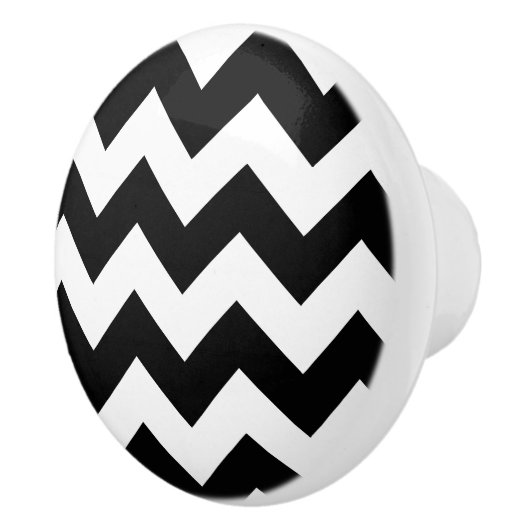 Zwart-witte Chevron Drawer Keramische Knop (Rechts)