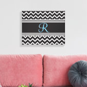 Zwart | Witte Chevron Gothic Zigzag Monogram Canvas Afdruk (Insitu (Woonkamer))