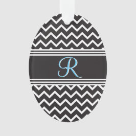 Zwart | Witte Chevron Gothic Zigzag Monogram Ornament