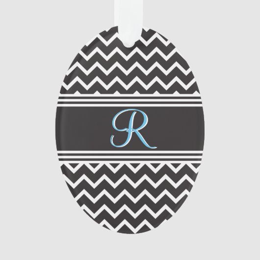 Zwart | Witte Chevron Gothic Zigzag Monogram Ornament (voorkant)