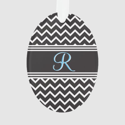 Zwart | Witte Chevron Gothic Zigzag Monogram Ornament (achterkant)