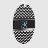 Zwart | Witte Chevron Gothic Zigzag Monogram Ornament (voorkant)