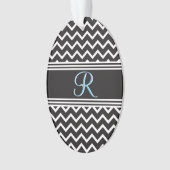 Zwart | Witte Chevron Gothic Zigzag Monogram Ornament (voorkant)